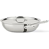 All-Clad D3 3-Ply Stainless Steel Large Weeknight Fry Pan with Lid 4 Quart, Induction, Oven Broiler Safe 600F, Fast and Even 