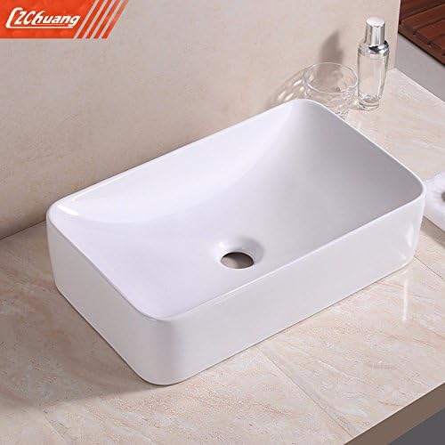 Gimify Modern Design Bathroom Countertop Rectangle Bowl Top Ceramic Basin Sink