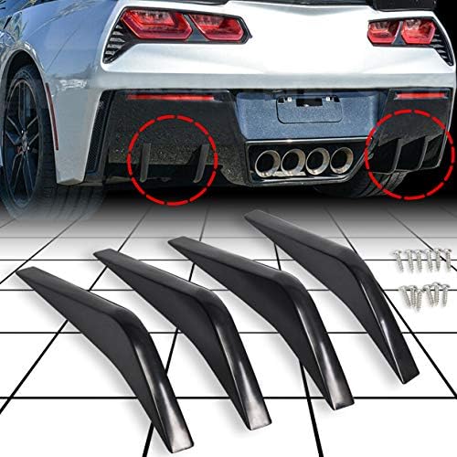 For 14-19 Corvette C7 Rear Bumper Lower Air Diffuser Fins HYDRO CARBON FIBER