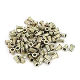 uxcell 100pcs M4 Carbon Steel Serrated Body Flat Head Blind Nuts Nutserts
