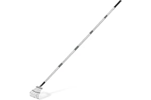 �鶹�� Basics - Garden Rake, 28" - 70" Adjustable Steel Handle, Black