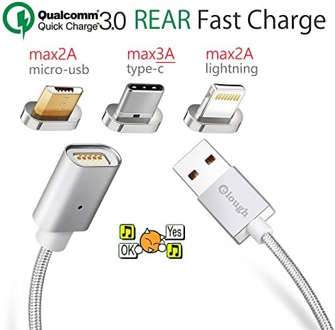 [ Quick Chrage 3.0 ] Multi 3-in-1 Universal Magnet data Cable 3.3ft Lightning ios Type-C Micro-usb Magnetic for Android cell phone iphone Fast Charging QC-3.0 Apple chager Can used in Nintendo Switch