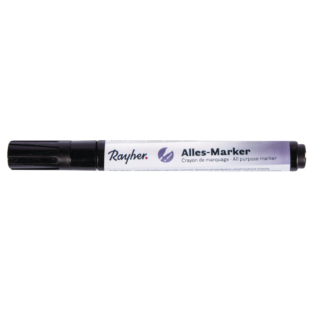 Rayher 3824901 All-purpose Marker Bullet Tip 2-4 mm with Valve Black
