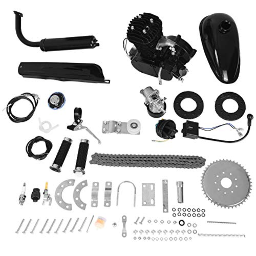 50cc Bike Bicycle Engine Kit, Motorized Bike 2-Stroke, Petrol Gas Engine Kit, Scooter Parts, Cycle Motor Engine Kit Set for Motorized Bike (Shipped from US) (50cc, Black)