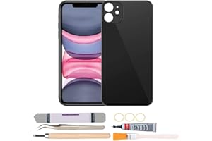 Back Cover Glass Replacement Compatible with iPhone 11 6.1 inches with Repair Tool Kits (Black)