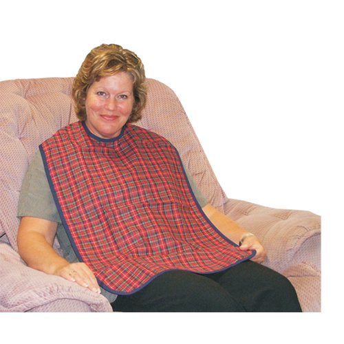 Kozee Komforts Adult Washable Reusable Clothing Protector Bib With Waterproof Backing - Pack Of 3 Large