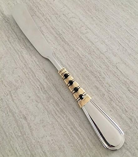Black Beaded Gold Wire Spreader Knife