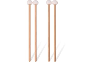 Geytetqi 2 Pair Premium Timpani Stick Mallets - Snare Drum Soft Felt Mallets for Percussion Instruments, Bass Drum Mallets for Percussion Instrument