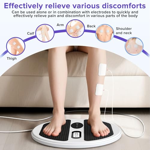 Circulation Blood Booster for Feet and Legs, EMS &TENS Foot Circulation Stimulator Machine for Neuropathy and Pain Relief, Upgraded Foot Massagers for Pain and Circulation with 4 TENS Pads