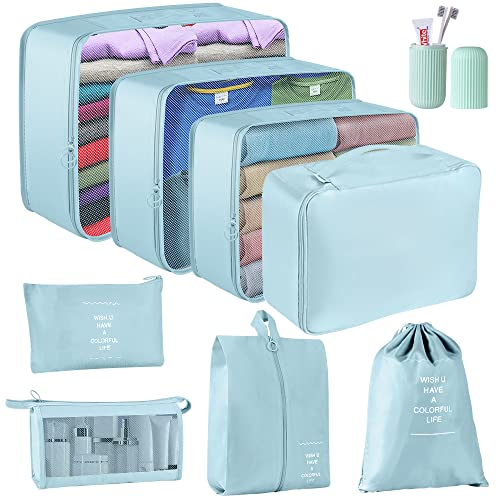 Blibly Packing Cubes for Suitcases, Luggage Organizer Bags for Travel Accessories, Travel Bags Organizer for Luggage, Suitcase Organizer Bags Set for Clothes Shoes Cosmetics Toiletries, Blue