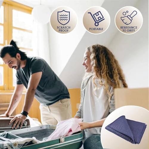 Moving Blankets, Heavy Duty Padded Moving Blankets, 79"x 72" Heavy Duty Packing Blankets, for Moving Shipping Thick Furniture Wrapping for Moving Supplies Professional Quilted Shipping Blankets
