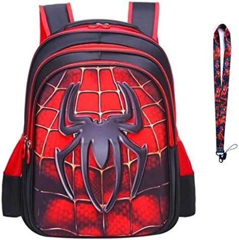 MultiverseMerch Superhero Backpack Bookbag Batman Spiderman Captain America Superman Pack with Free Key Lanyard (Spiderman)