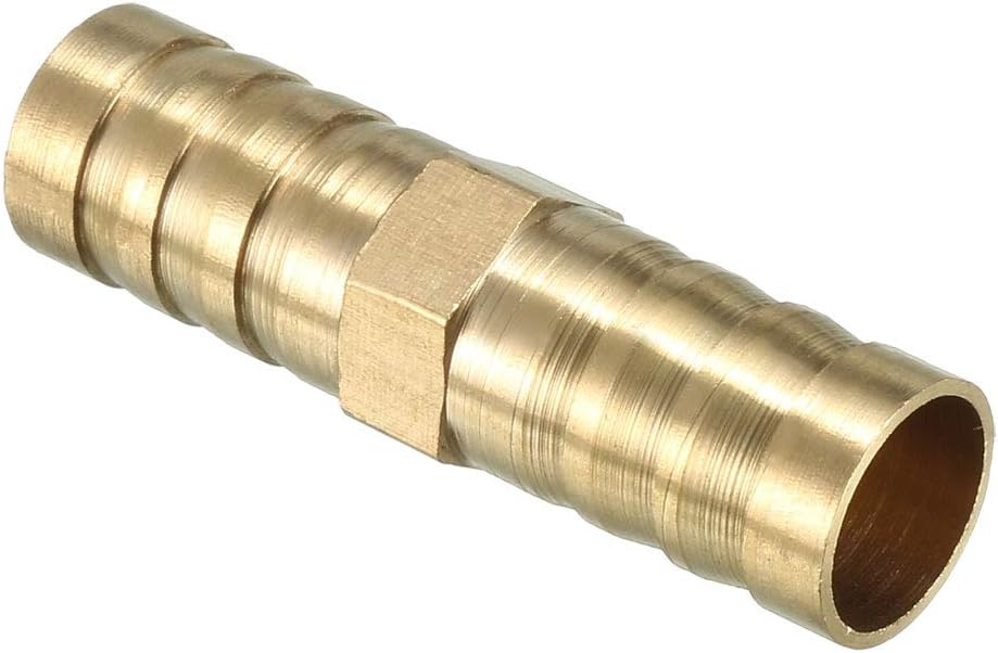 sourcing map 12mm Brass Barb Hose Fitting Straight Connector Coupler, Gold