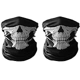 GAMPRO 2 Pcs Universal Seamless Tube Skull Face Mask, Dust-proof Windproof Motorcycle Bicycle Bike Face Mask for Cycling, Hiking, Camping, Climbing, Fishing, Hunting, Jogging, Motorcycling(2Pcs Black)