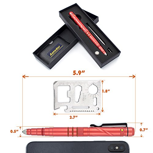 Aotedor Aircraft Aluminum Tactical Pen with Tungsten Carbide Tip Sturdy Stanless Steel - Red - Thumbnail 5