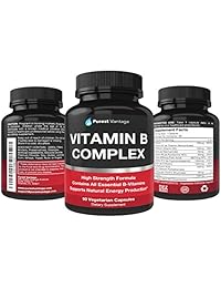 Vitamina B Complex Vitaminas B12, B1, B2, B3, B5, B6, B7, B9, Ácido Pico - Vitaminas Super B...