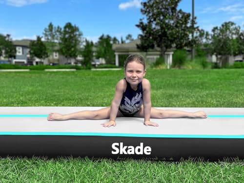 SKADE 300 X 100 CM Inflatable Air Tumbling Mat Gymnastics Tumble Track with Electric Air Pump & Storage Bag, 10 CM Thickness Air Mats for Home Use, Training, Cheerleading, Water Yoga