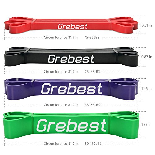 Pull UP Assist Bands,Heavy Duty Resistance Exercise Band,Powerlifting Stretch Bands and Assisted Pull Up Band perfect for Body stretching Weightlifting Training Fitness (Green+Red+Purple+Black)