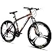 Hiland 26 Inch Mountain Bike Aluminum MTB Bicycle with 17 Inch Frame Kickstand Disc-Brake Suspension Fork Cycling Urban Commuter City Bicycle 3-Spokes Black Orangethumb 1
