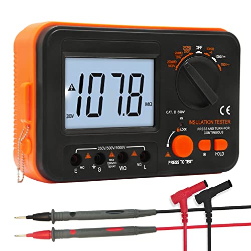 BTMETER Megohmmeter 1000V Insulation Resistance Tester, Electrical Megaohm Meter 200MΩ2K Megohm