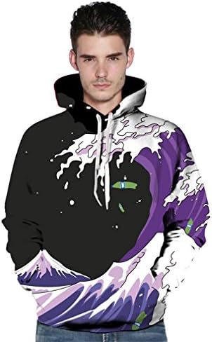 BBTURE Funny Purple Snow Mountain Fashion Men 'S Drawstring Thin Hooded Sweatshirts QL254 S