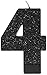 Amscan Birthday Celebration, Numeral #4 Glitter Candle, Party Supplies, Black, 3 1/4