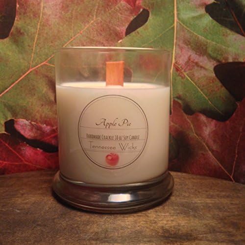 Apple Pie Candle 10oz Natural Eco Hand Poured Soy Wooden Wicked Crackle Candle Tennessee Wicks
