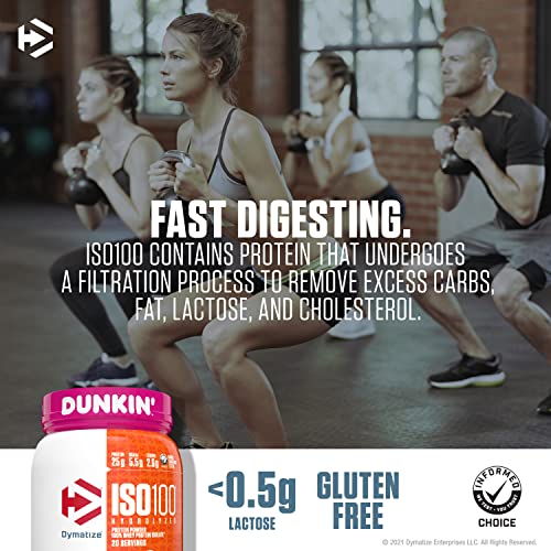 Dymatize ISO100 Hydrolyzed 100 Whey Isolate Protein Powder in Dunkin