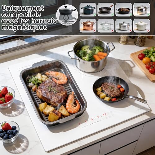 Karinear 4-Burner Induction Hob, Built-in Induction Hob, 60 cm with Socket, Flexible Zone, Boost, Pause, Safety Lock, 220 V, 16 A Socket