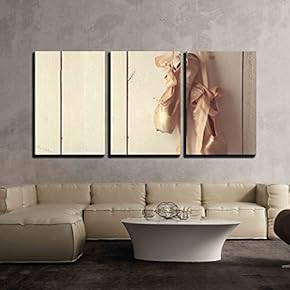 3 Piece Canvas Wall Art - Romantic Posed Pointe Shoes in Natural Light - Modern Home Art Stretched and Framed Ready to Hang - 16"x24"x3 Panels