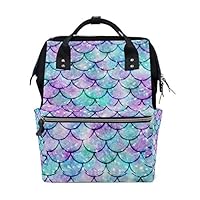 FOLPPLY Colorful Watercolor Mermaid Scale Diaper Bags Mummy Tote Bags Large Capacity Multi-Function Backpack for Travel