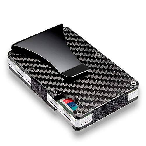 New Men Card Holder Slim Carbon Fiber Credit Card Holder Metal Wallet Money Clip Anti Scan Function Hold Card Coins Cash