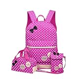 Polka Dot 3pcs Kids Book Bag Purse School Backpack Water Repellent Girls Teen