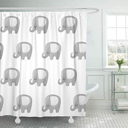 72"x72" Mildew Resistant Hook Set Shower Curtain Boy Elephant Pattern Baby Animal in Scandinavian Style Cartoon Character Child Decorative Waterproof Curtains Bathroom Eco-Friendly