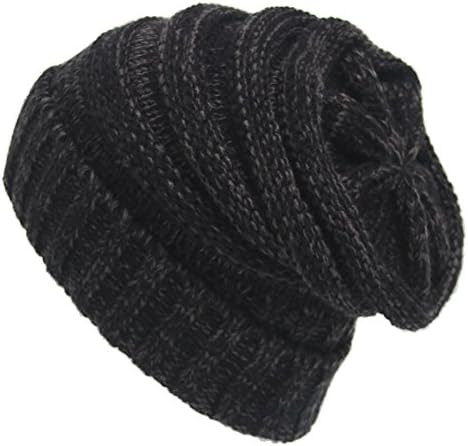 CANCA Chunky Cable Knit Beanie Cap Warm Winter Skull Beanie Hat Perfect for Women &amp; Men (Black/Grey)