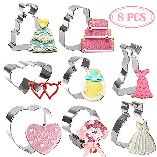 BAKHUK 8pcs 3 Inches Wedding Cookie Cutters Set, Stainless Steel Cutters for Baby Shower Wedding Birthday Decoration - Thumbnail 7