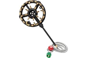 COOKAMP Outdoor Propane Burner with 32 Brass Tips for Camping, Turkey, and More - Stove Buddy's Jet Burner JB-32LP(Propane Gas 32 Tips & Regulator)