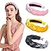 Velvet Braided Flock Padded Headband - AWAYTR Spanish Vintage Style Alice Hair band Matador Headband (Yellow + pink + gray)