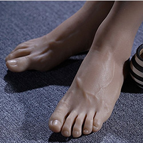 1 Pair Silicone Lifesize Male Mannequin Foot with Bone Display Jewerly Sandal Shoe Sock Display Art Sketch (Wheat)