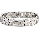 The Black Bow Men's 12mm Titanium Brushed & Polished Link Bracelet, 8.5 Inch