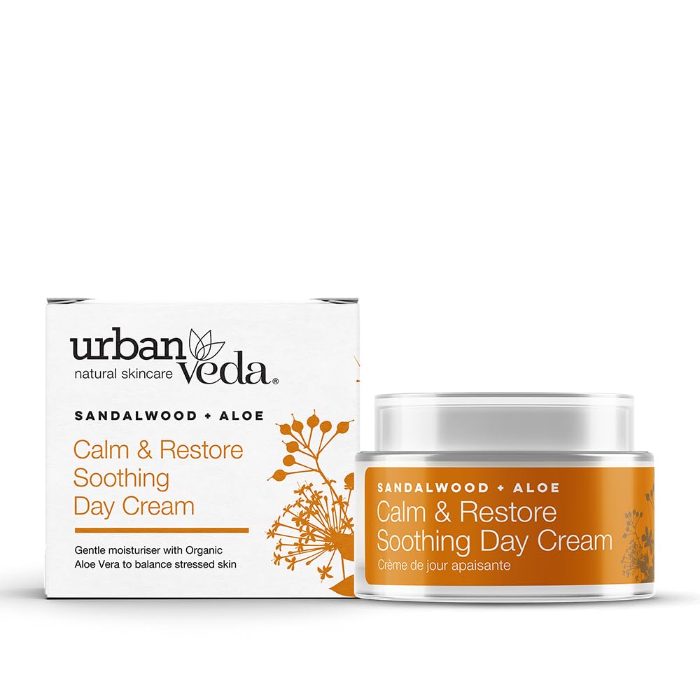 Urban Veda Calm & Restore Soothing Day Cream| Hydrating Face Cream with Sandalwood & Organic Aloe Vera| For Dry, Sensitive and Inflamed Skin| Moisturiser Face Women and Men| Collagen Face Cream| 50 ML — image 1