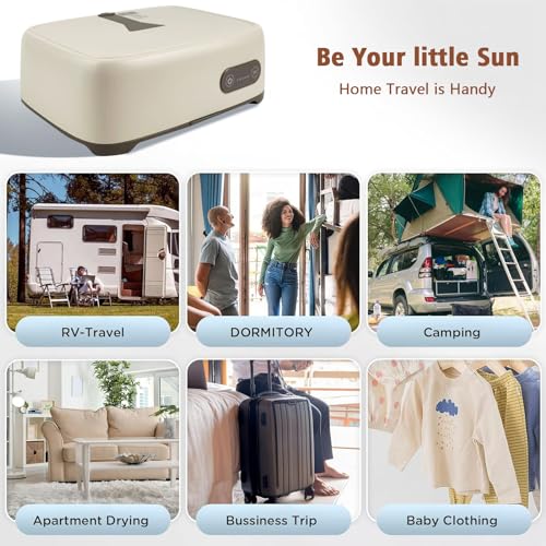 Portable Clothes Dryer, Mini Laundry Dryers 20min-2H Quickly Drying, Mini Dryer Machine with 1-8H Timing Function Equipped, with Hook, Dry Bag, Low Noise, for Apartment, Dorm, RV, Light Clothes
