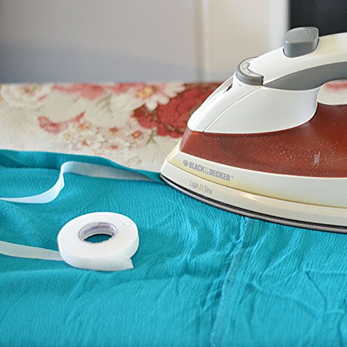 FJSM 4 Rolls 70 Yards Fabric Iron Fusing Tape White Double Sided Hem