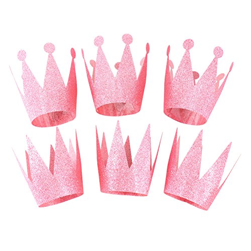Party Crowns, 1st Birthday Party Hats Crown Party Favors Pink Party Supplies Decorations - 6 Ct