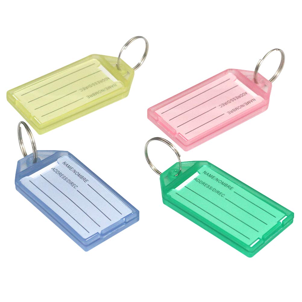 KESYOO 40pcs Colorful Plastic Label Keychain Luggage ID Card Name Label Tag Keyring Classification Key Chains (10pcs Pink, 10pcs Blue, Yellow, Green) Jewelry Accessories