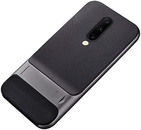 AE Mobile Accessories Shock Proof Rugged Royce Dual Layer Armor PC Frame,Silicone Kickstand Protector Back Cover for Oneplus 7 Pro / 1+7 Pro (Grey)