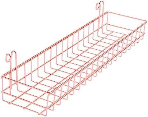 Moseley Rose Gold Basket for Grid Wall Multifunction Mesh Wire Basket Grid Panel Wall Mount Hanging Organizer Storage Shelf Rack Ideal for Wall Décor Size 15.7" x 3.9" x 2.0"/Copper