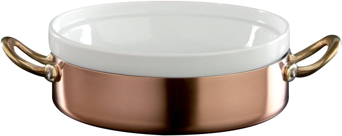 Ruffoni Copper Low Casserole with Porcelain Insert, 6.25-Inch