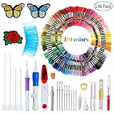 New Magic Embroidery Pen Punch Needle Embroidery Patterns Punch Needle Kit Craft Tool Embroidery Pen Set, Threads for Sewing Knitting DIY Threaders