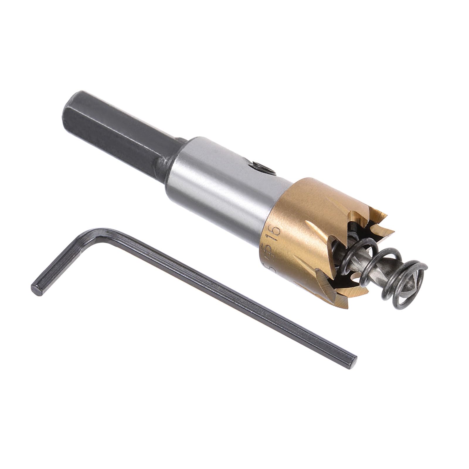 Kozelo 1pcs Hole Saw - [16mm] HSS (High Speed Steel) 4341 Drill Bit Hole Cutter for Stainless Steel Aluminum Metal Wood Plastic Use, Titanium Plated, Triangular Shank